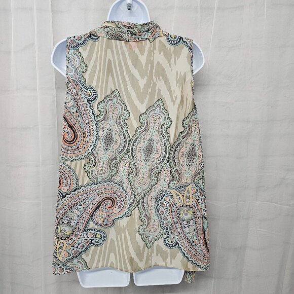 Sunny Leigh Blue Pink Paisley Animal Stripe Tank Boho Festival L - Picture 6 of 11